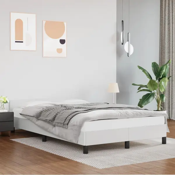 Gossi cadru de pat cu tablie, alb, 120x200 cm, piele ecologica