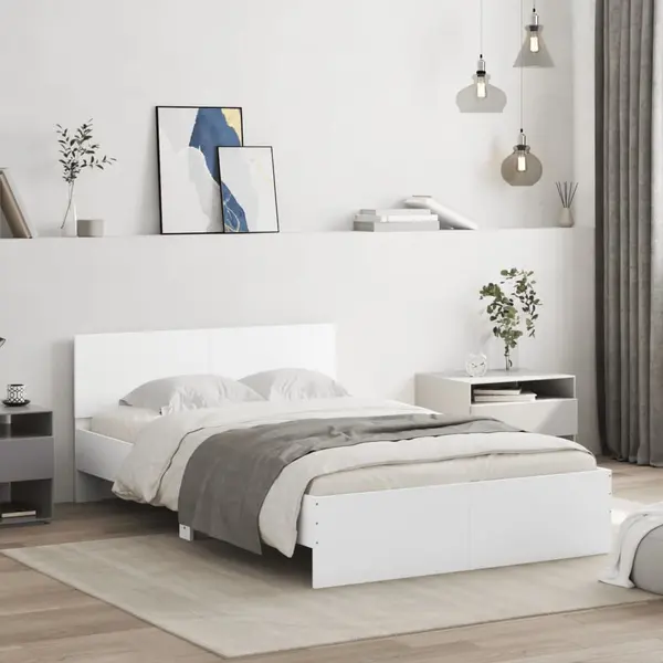 Gossi cadru de pat cu tablie, alb, 135x190 cm