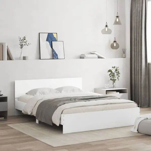 Gossi cadru de pat cu tablie, alb, 140x190 cm