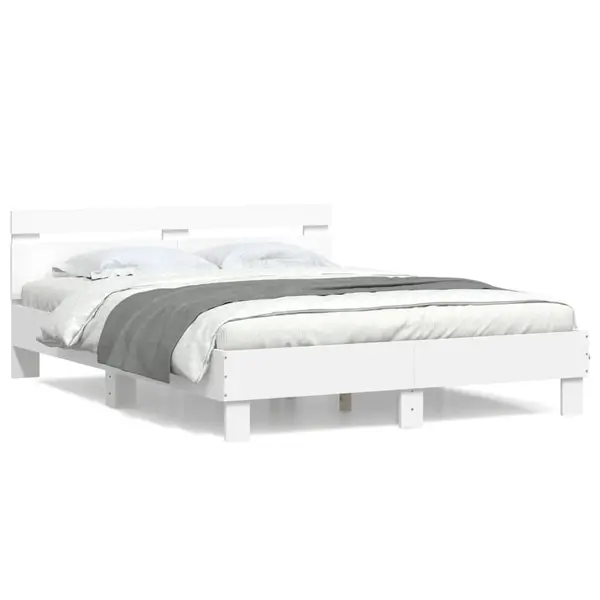 Gossi cadru de pat cu tablie, alb, 140x190 cm, lemn prelucrat