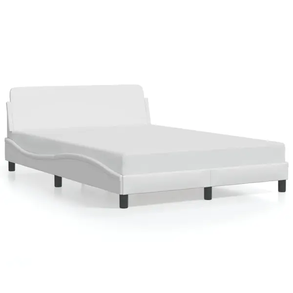 Gossi cadru de pat cu tablie, alb, 140x190 cm, piele ecologica