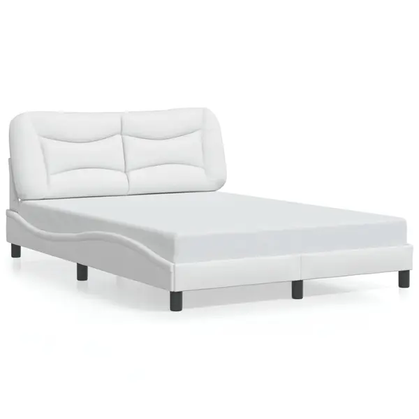 Gossi cadru de pat cu tablie, alb, 140x190 cm, piele ecologica