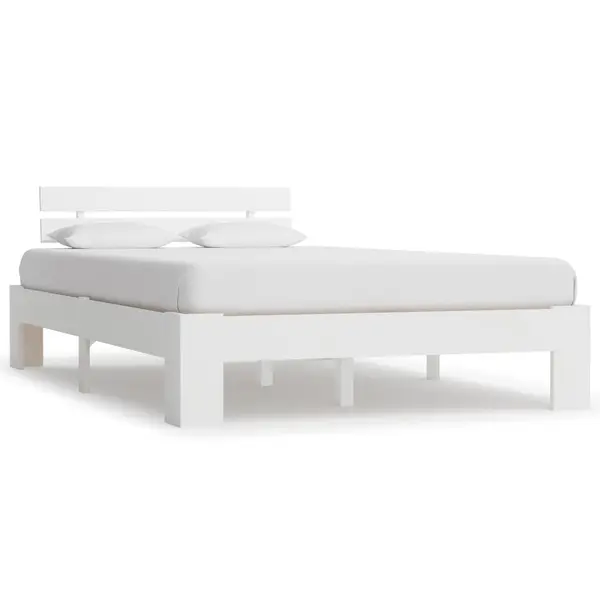 Gossi cadru de pat cu tablie, alb, 140x200 cm, lemn masiv de pin