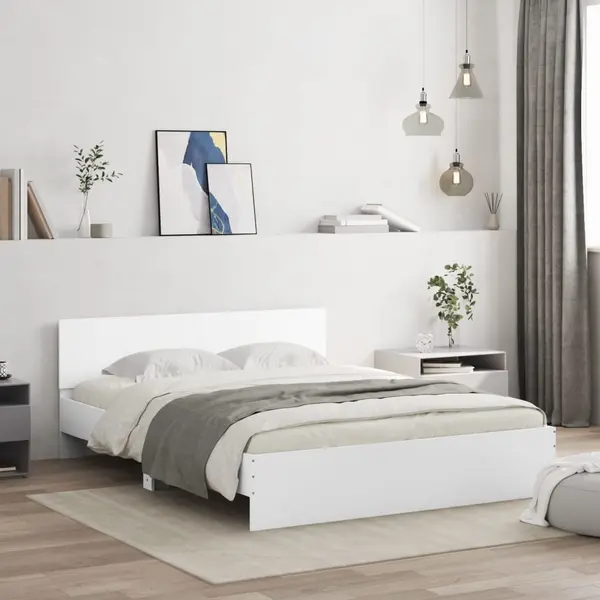 Gossi cadru de pat cu tablie, alb, 150x200 cm