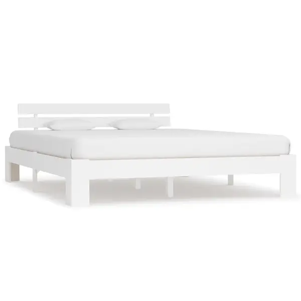 Gossi cadru de pat cu tablie, alb, 160x200 cm, lemn masiv de pin