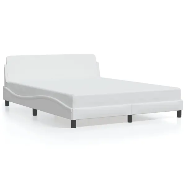 Gossi cadru de pat cu tablie, alb, 160x200 cm, piele ecologica