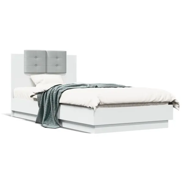 Gossi cadru de pat cu tablie, alb, 75x190 cm, lemn prelucrat
