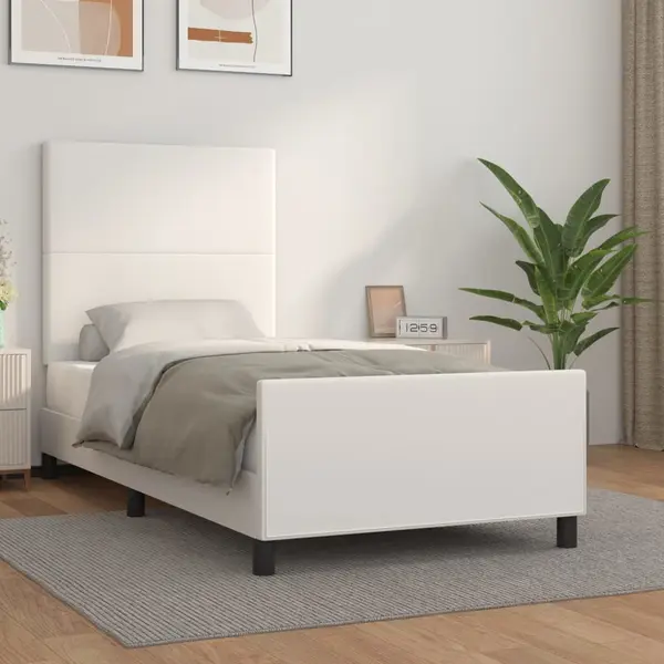 Gossi cadru de pat cu tablie, alb, 80x200 cm, piele ecologica