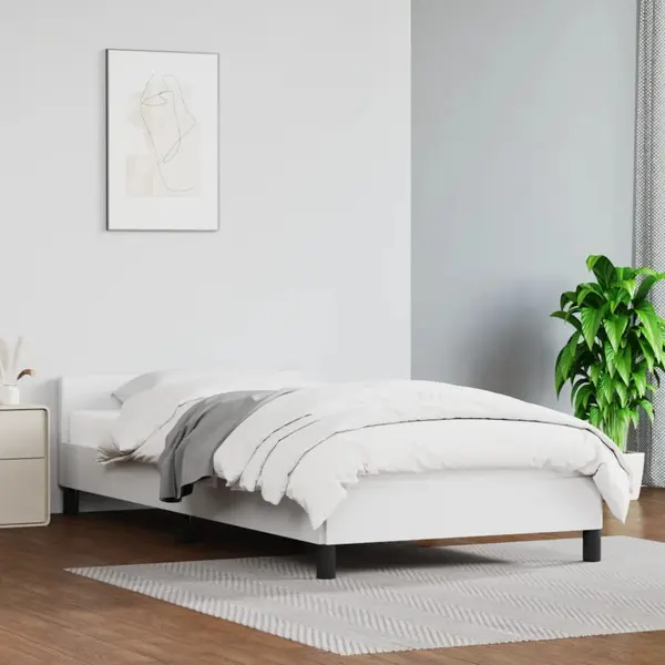Gossi cadru de pat cu tablie, alb, 90x200 cm, piele ecologica