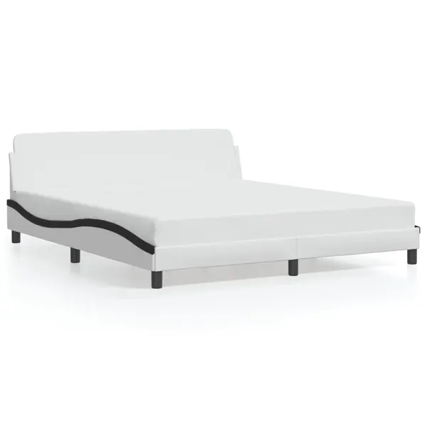 Gossi cadru de pat cu tablie alb si negru 180x200cm piele artificiala
