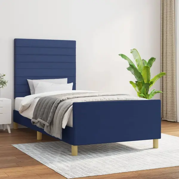 Gossi cadru de pat cu tablie, albastru, 100x200 cm, textil
