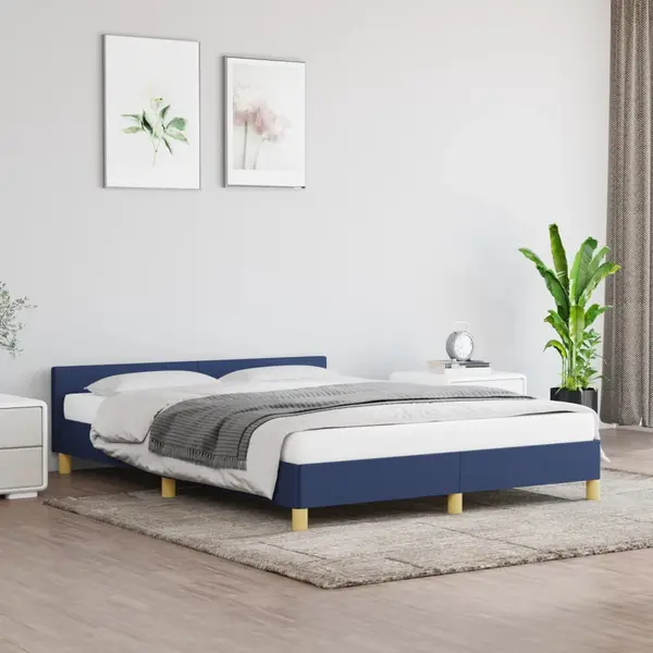 Gossi cadru de pat cu tablie, albastru, 140x190 cm, textil