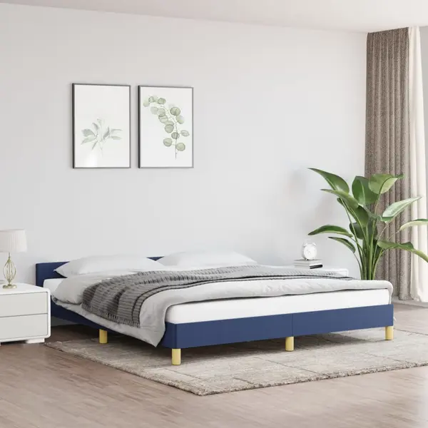 Gossi cadru de pat cu tablie, albastru, 160x200 cm, textil