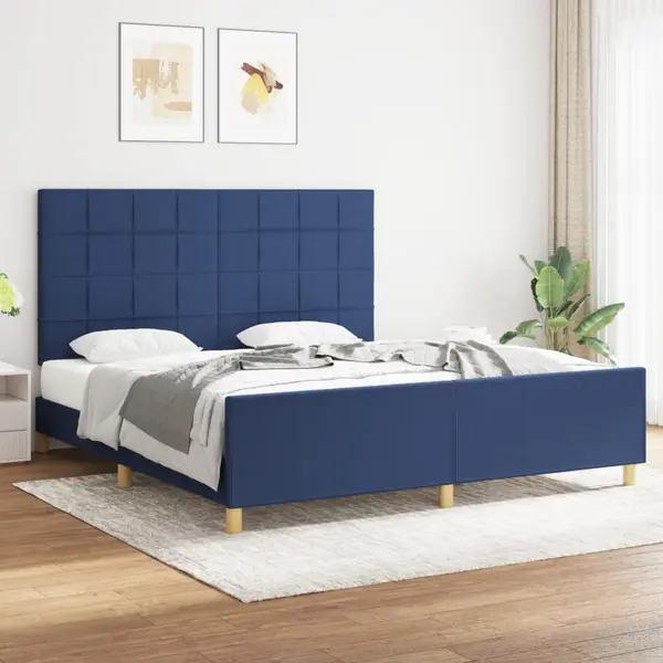 Gossi cadru de pat cu tablie, albastru, 180x200 cm, textil