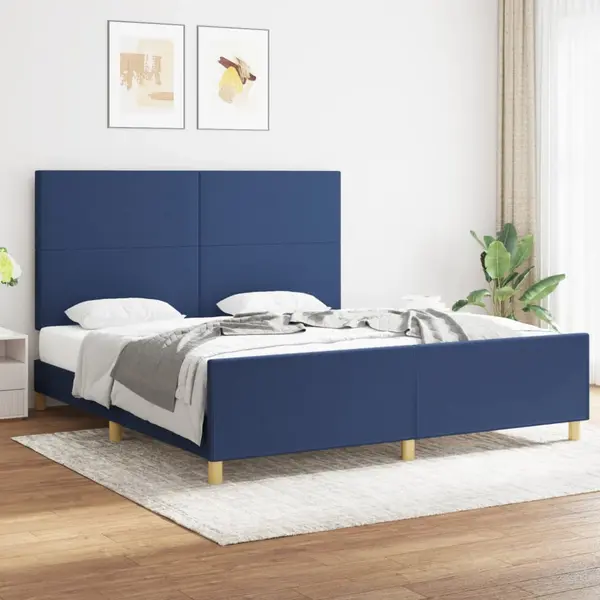 Gossi cadru de pat cu tablie, albastru, 180x200 cm, textil