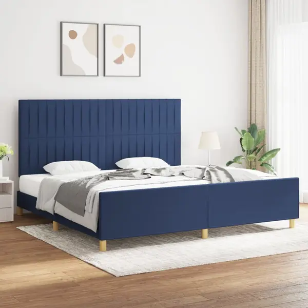 Gossi cadru de pat cu tablie, albastru, 200x200 cm, textil