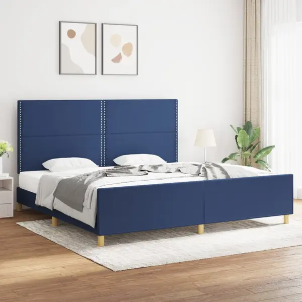 Gossi cadru de pat cu tablie, albastru, 200x200 cm, textil
