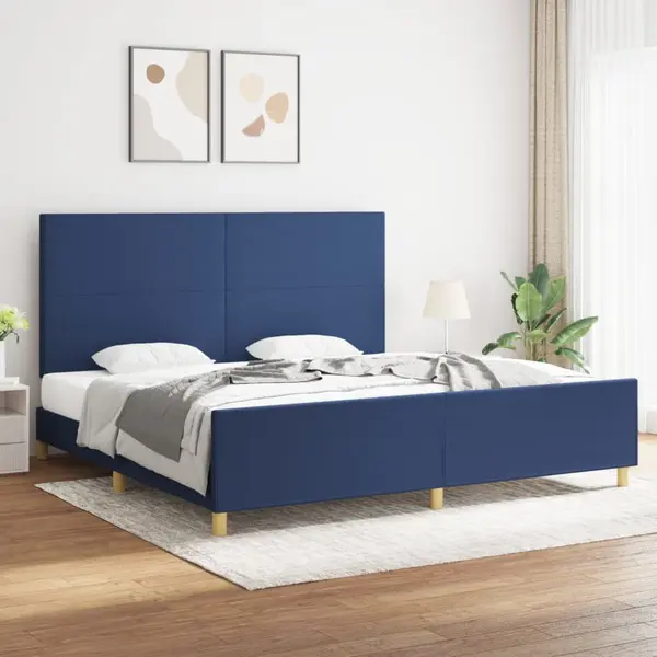 Gossi cadru de pat cu tablie, albastru, 200x200 cm, textil