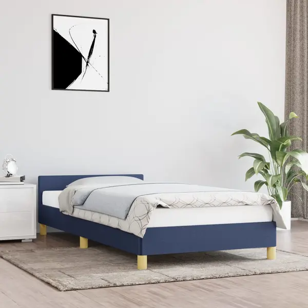 Gossi cadru de pat cu tablie, albastru, 80x200 cm, textil