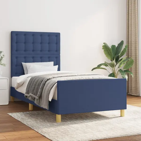 Gossi cadru de pat cu tablie, albastru, 80x200 cm, textil