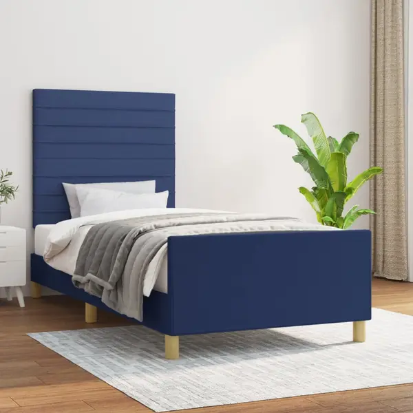 Gossi cadru de pat cu tablie, albastru, 80x200 cm, textil