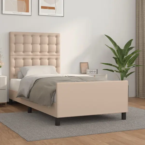 Gossi cadru de pat cu tablie, cappuccino, 100x200 cm, piele ecologica