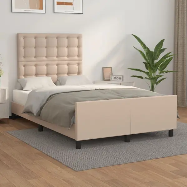 Gossi cadru de pat cu tablie, cappuccino, 120x200 cm, piele ecologica