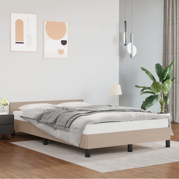 Gossi cadru de pat cu tablie, cappuccino, 140x190 cm, piele ecologica