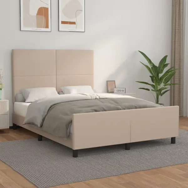 Gossi cadru de pat cu tablie, cappuccino, 140x190 cm, piele ecologica