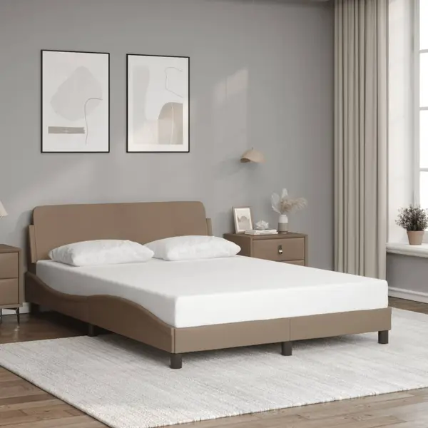 Gossi cadru de pat cu tablie, cappuccino, 140x200 cm, piele ecologica