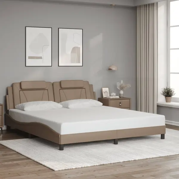 Gossi cadru de pat cu tablie, cappuccino, 180x200 cm, piele ecologica