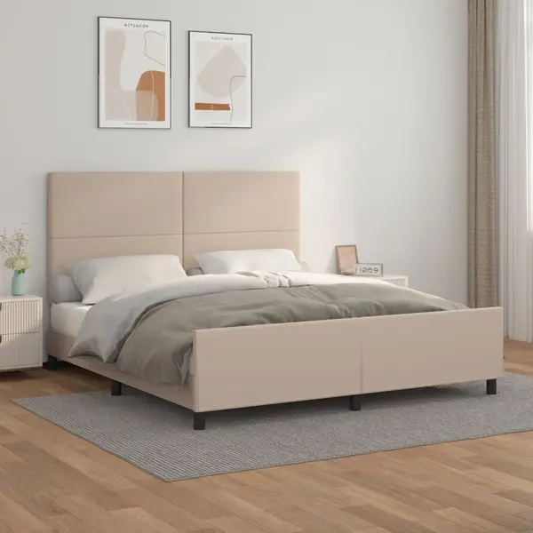 Gossi cadru de pat cu tablie, cappuccino, 180x200 cm, piele ecologica