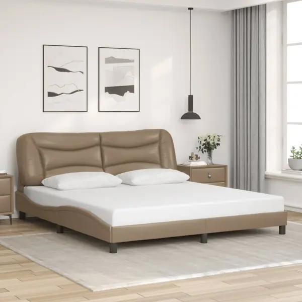Gossi cadru de pat cu tablie, cappuccino, 180x200 cm, piele ecologica