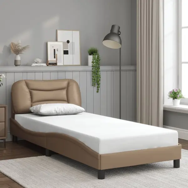 Gossi cadru de pat cu tablie, cappuccino, 80x200 cm, piele ecologica