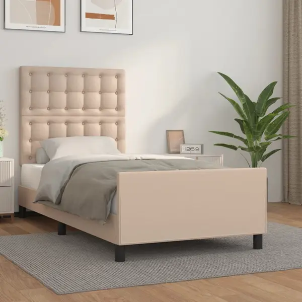 Gossi cadru de pat cu tablie, cappuccino, 90x190 cm, piele ecologica
