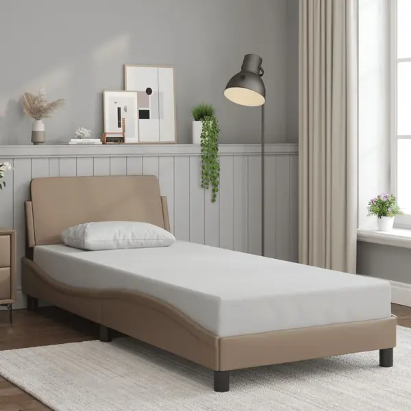 Gossi cadru de pat cu tablie, cappuccino, 90x190 cm, piele ecologica