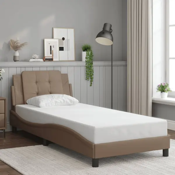Gossi cadru de pat cu tablie, cappuccino, 90x190 cm, piele ecologica