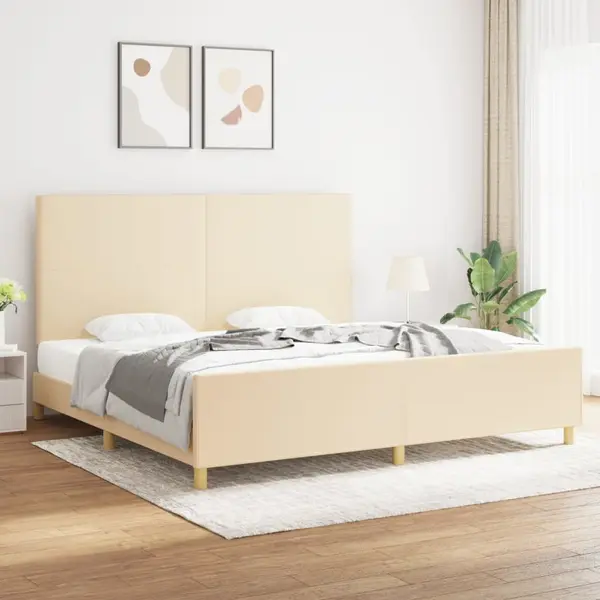 Gossi cadru de pat cu tablie, crem, 200x200 cm, textil