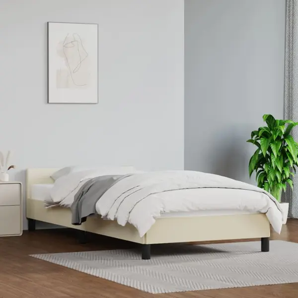 Gossi cadru de pat cu tablie, crem, 90x190 cm, piele ecologica