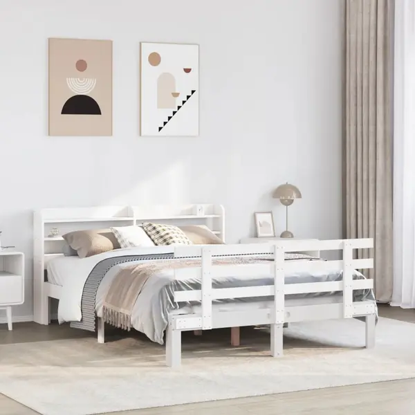 Gossi cadru de pat cu tablie fara saltea, alb, 140x200 cm