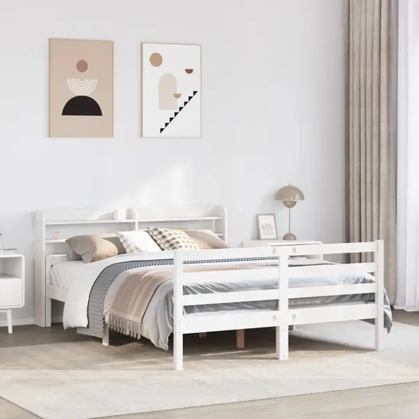 Gossi cadru de pat cu tablie fara saltea, alb, 140x200 cm