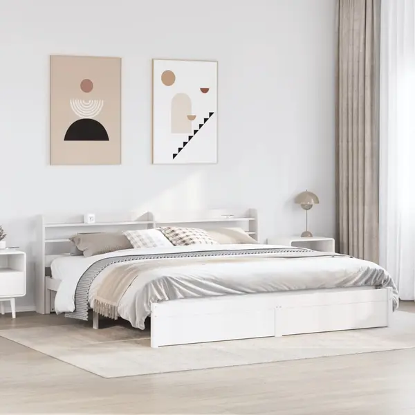 Gossi cadru de pat cu tablie fara saltea, alb, 180x200 cm