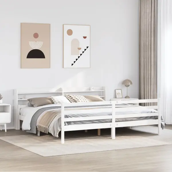 Gossi cadru de pat cu tablie fara saltea, alb, 200x200 cm