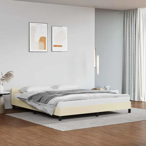 Gossi cadru de pat cu tablie fara saltea, crem, 180x200 cm