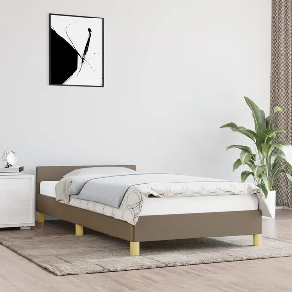 Gossi cadru de pat cu tablie fara saltea, taupe, 90x190 cm, textil