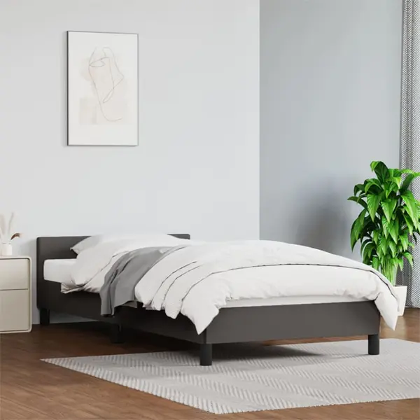 Gossi cadru de pat cu tablie, gri, 100x200 cm, piele ecologica