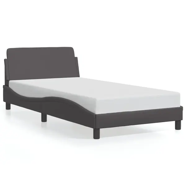 Gossi cadru de pat cu tablie, gri, 100x200 cm, piele ecologica