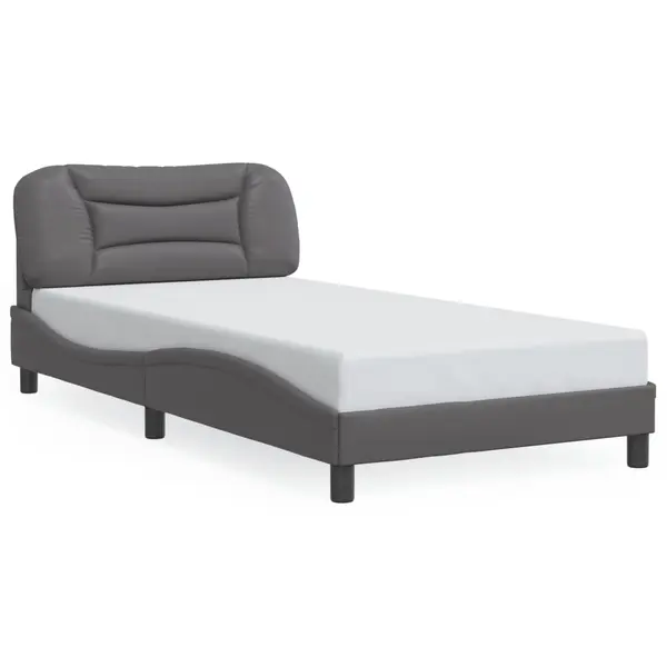 Gossi cadru de pat cu tablie, gri, 100x200 cm, piele ecologica