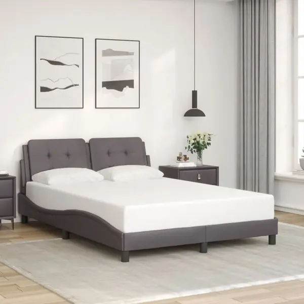 Gossi cadru de pat cu tablie, gri, 120x200 cm, piele ecologica