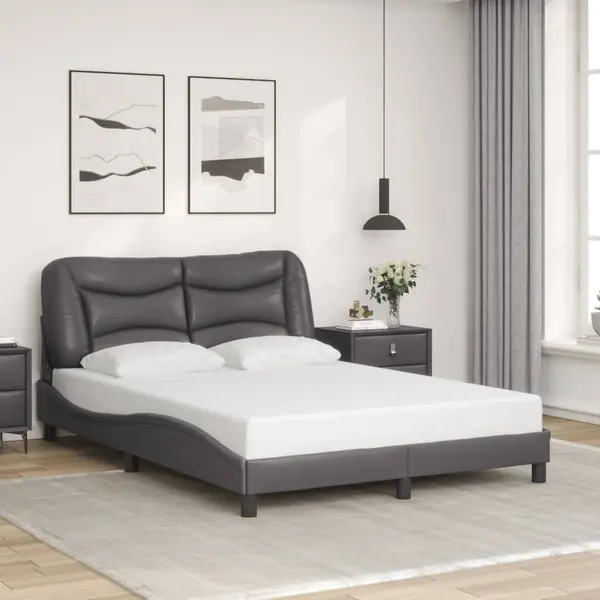 Gossi cadru de pat cu tablie, gri, 120x200 cm, piele ecologica